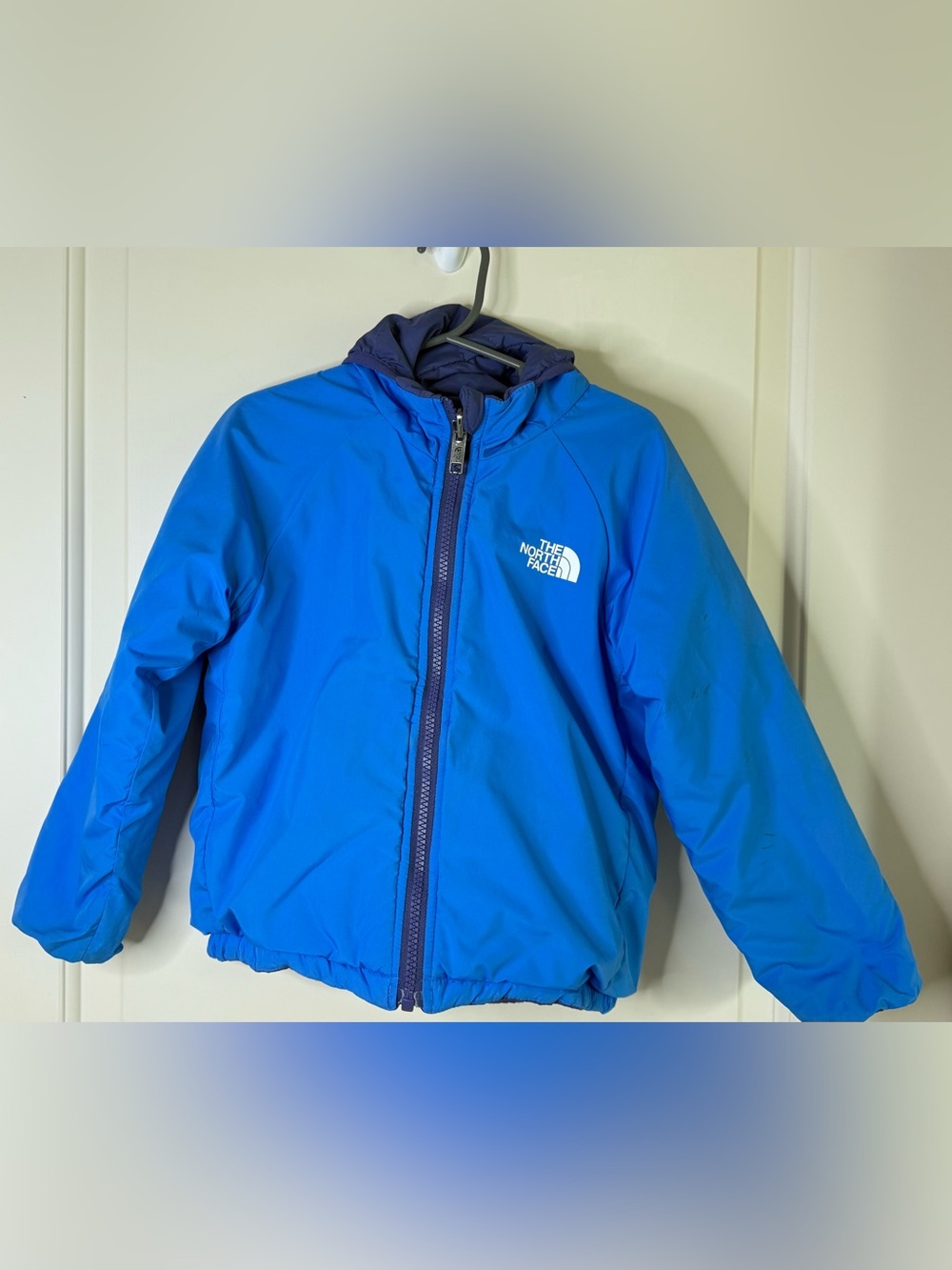 The North Face Royal Blue Hooded Zip Jacket 4 unisex. Double sided.